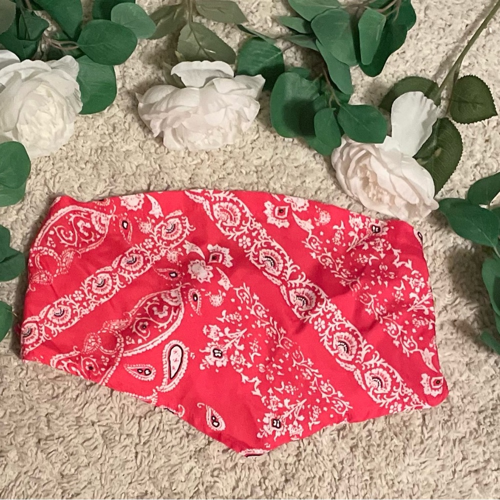 Crop top, strapless, red, size s